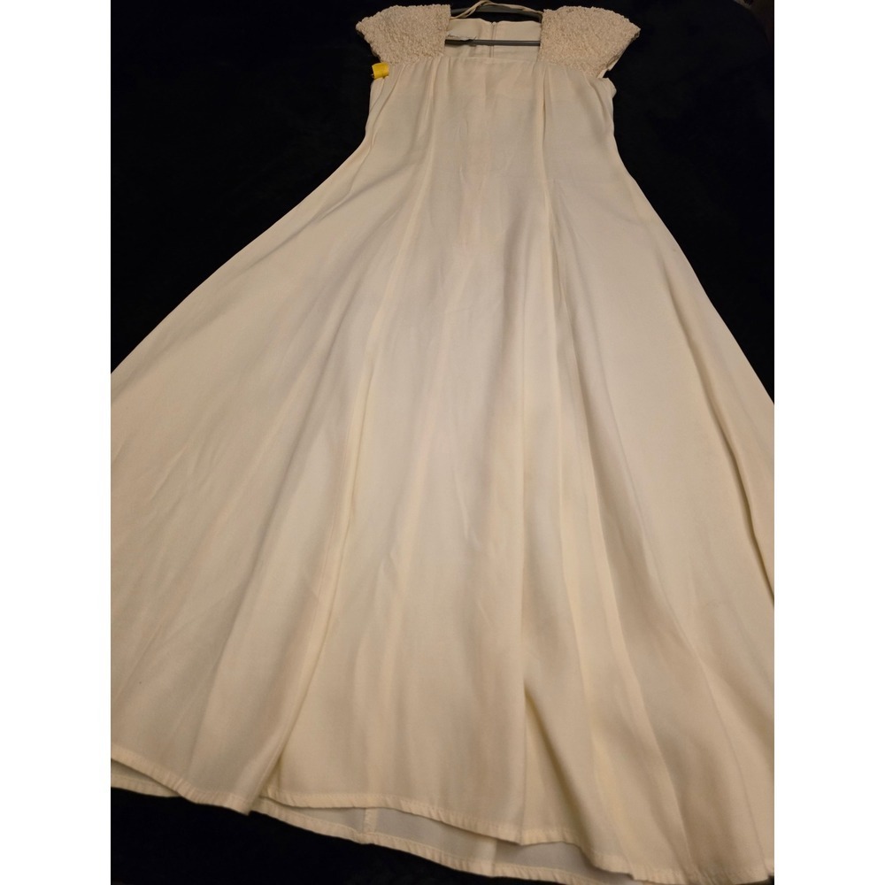 Jeffrey & Dara by Linda Hutley Vintage Ivory Maxi Dress Lace Cap Sleeve Size 5/6